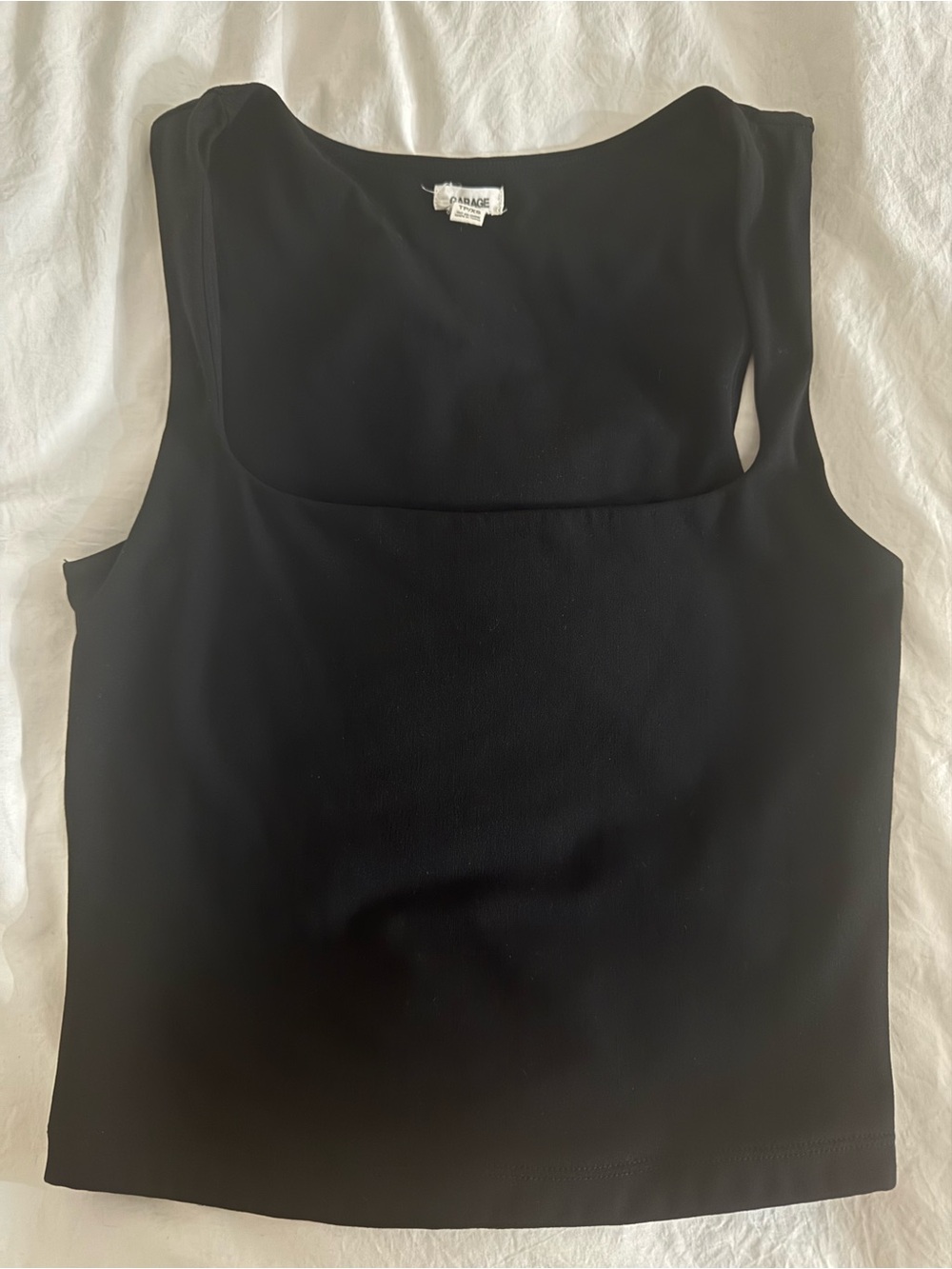 Garage Black Square Neck Tank Top